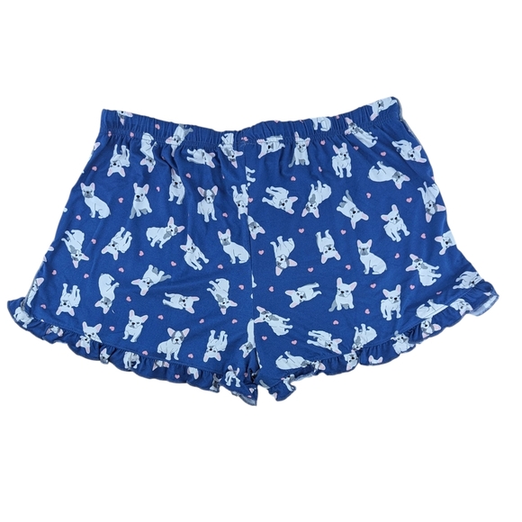 René Rofé French Bulldog Print PJ Set Short Sleeve Top Shorts Navy White L NWT - Picture 10 of 12